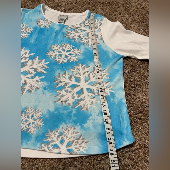 Bonworth White and Blue Sparkly Snowflake Shirt SZ SP - Picture 7 of 9